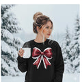Santa Bow Crewneck Sweatshirt, Red Bow Shirt