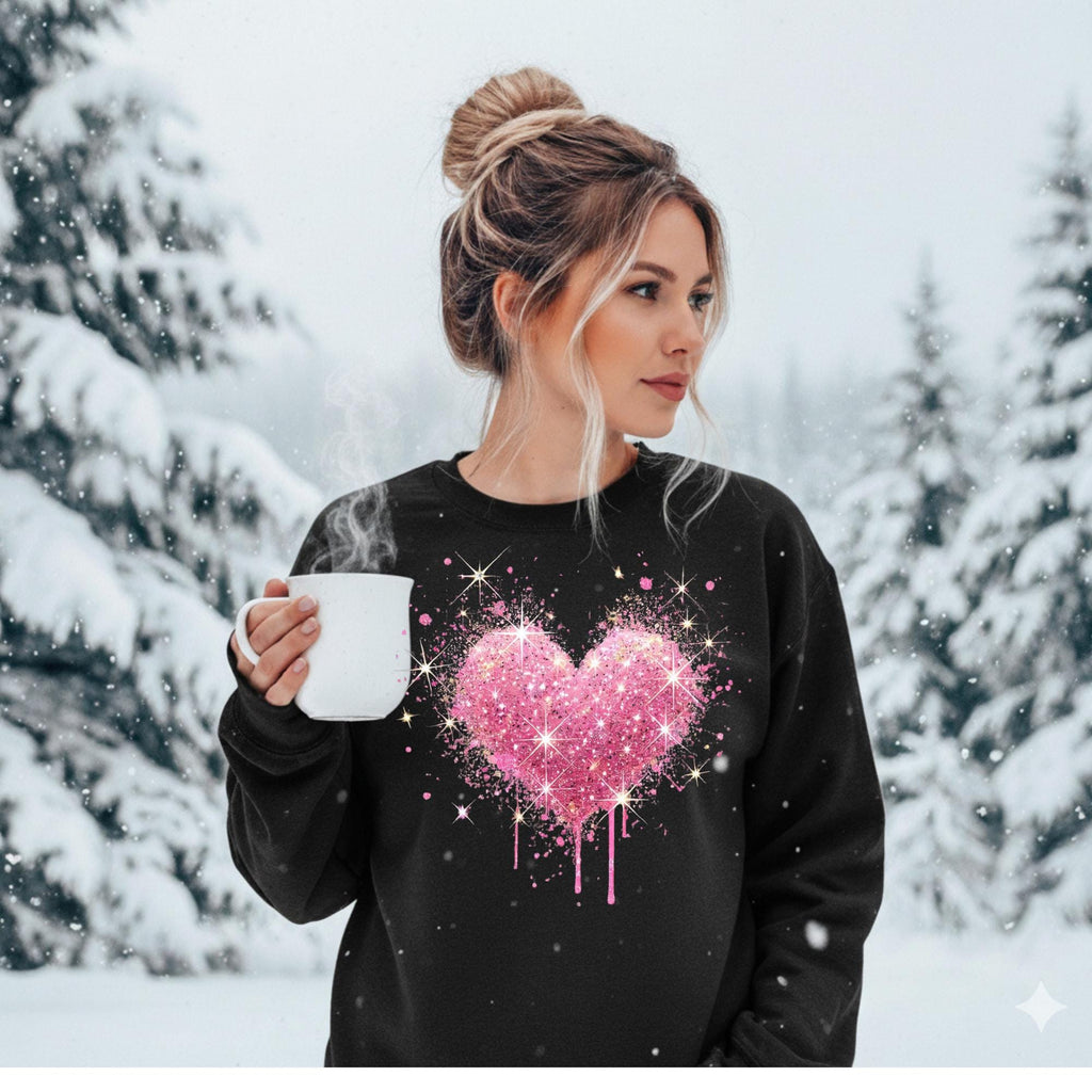 Pink Splattered Heart Valentine's Day Crewneck Sweatshirt