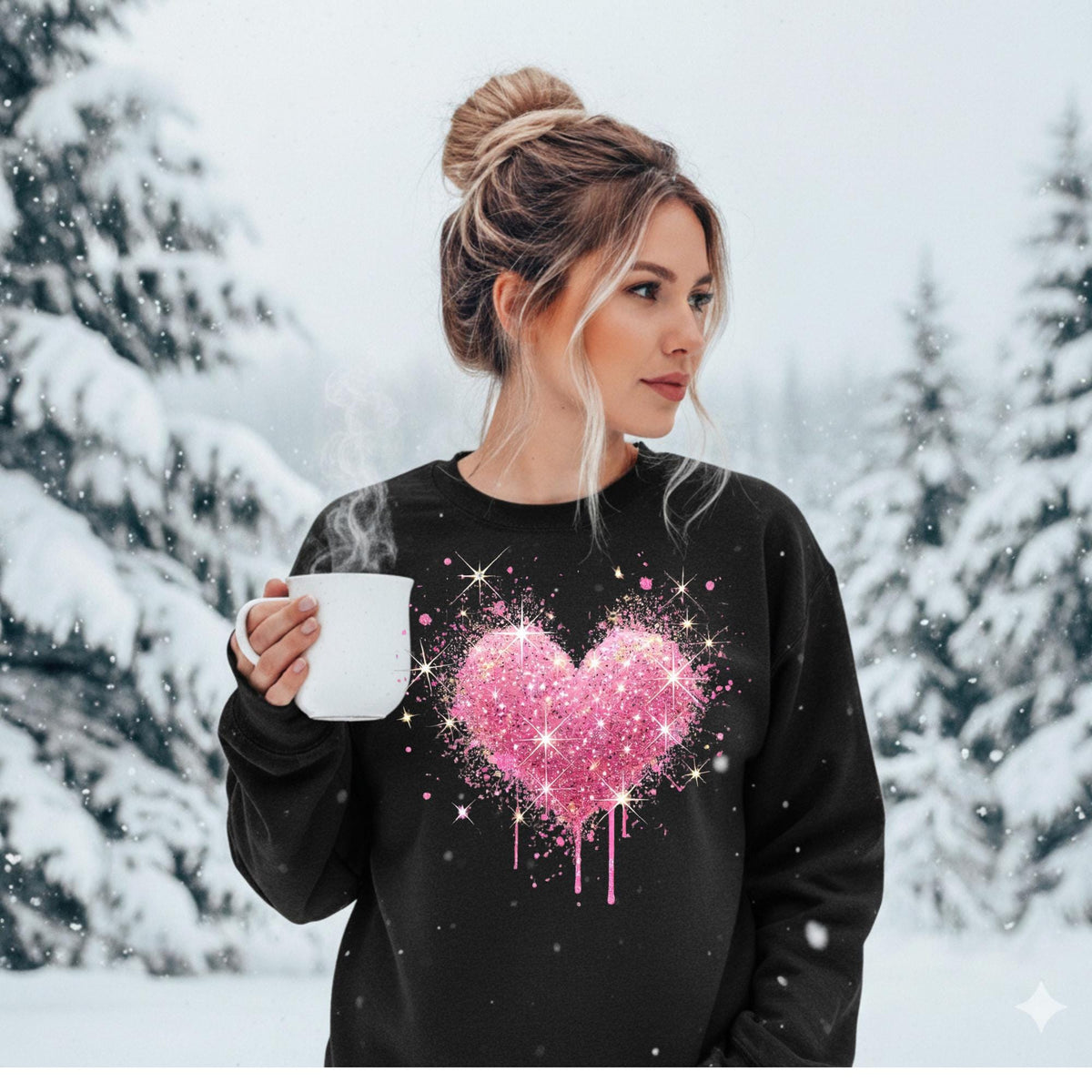 Pink Splattered Heart Valentine's Day Crewneck Sweatshirt