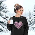 Valentine's Day dazzling pink heart crewneck sweatshirt with FAUX  rhinestones, sequins and glitter