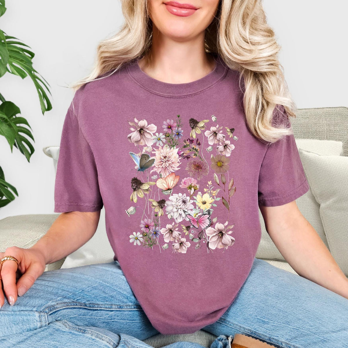 Boho wildflower cottage core tshirt, trendy shirt