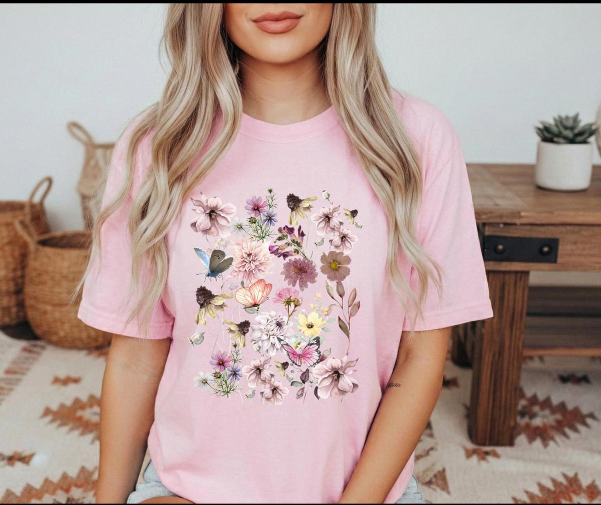 Boho wildflower cottage core tshirt, trendy shirt