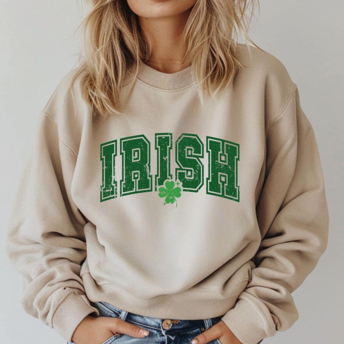 Distressed Irish with shamrock sweatshirt