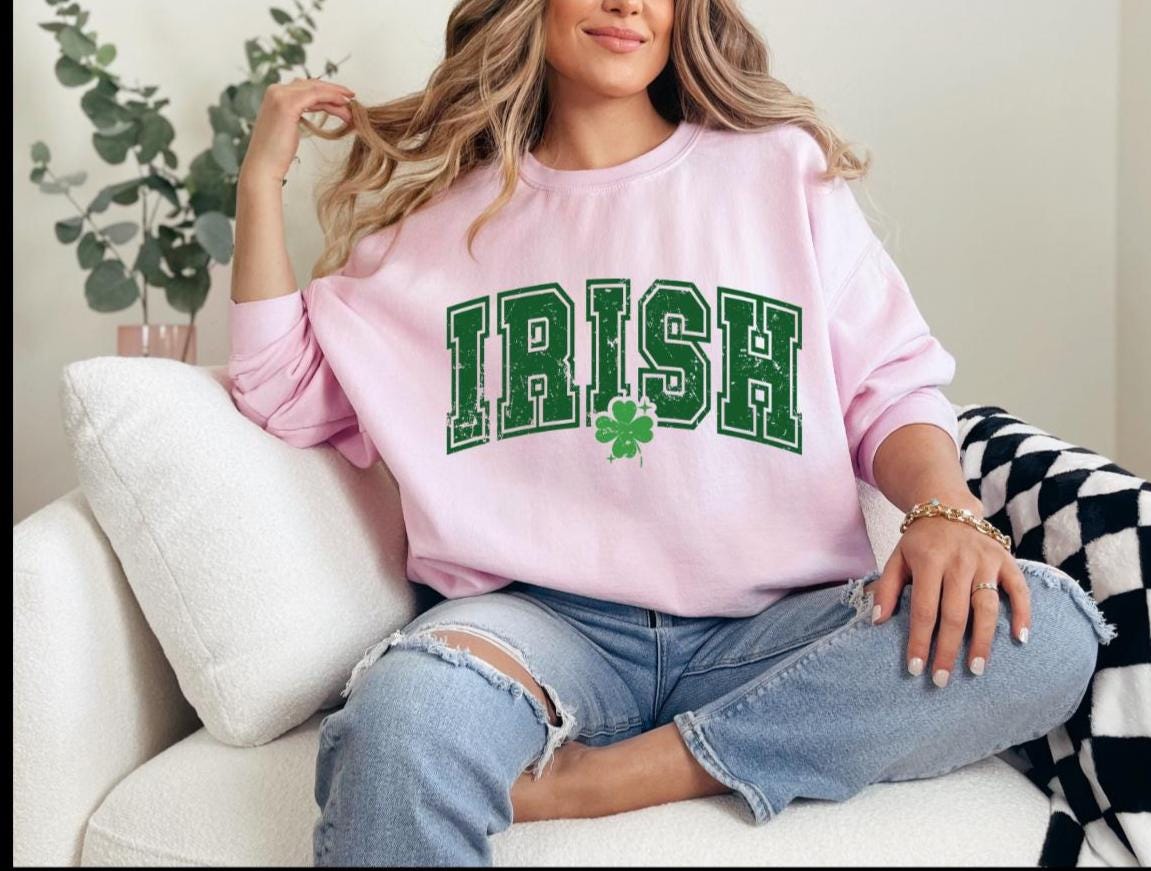 Distressed Irish with shamrock sweatshirt