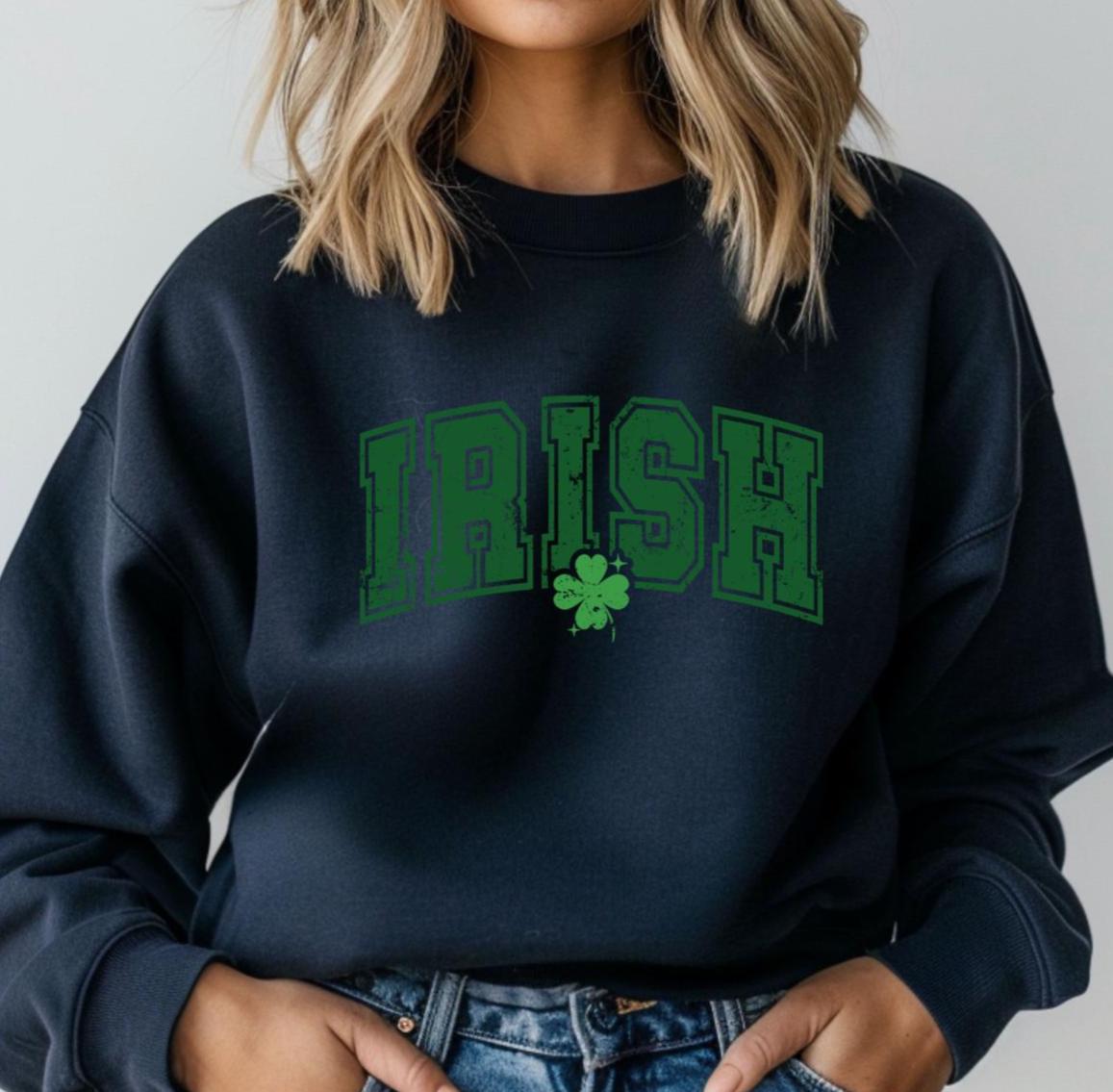 Distressed Irish with shamrock sweatshirt