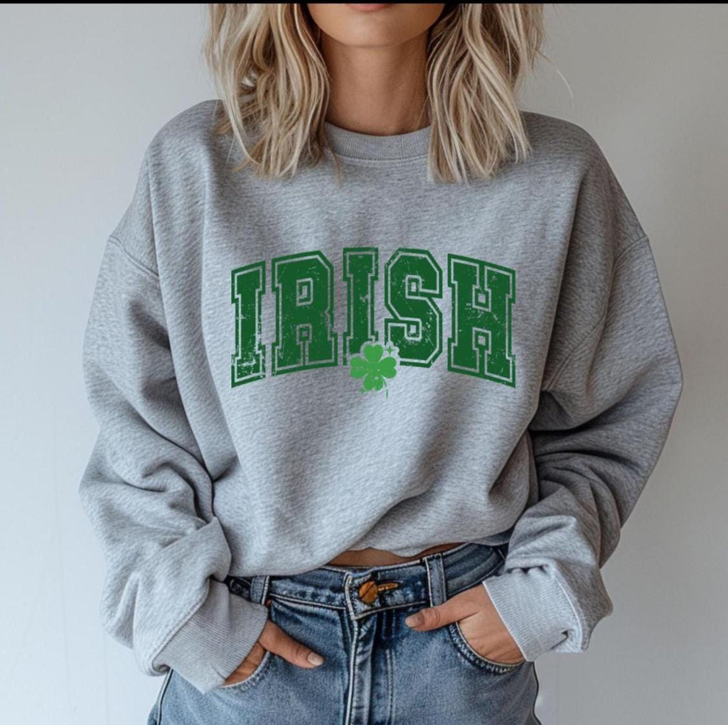 Distressed Irish with shamrock sweatshirt