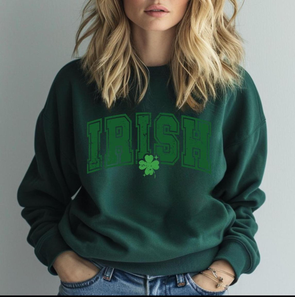 Distressed Irish with shamrock sweatshirt