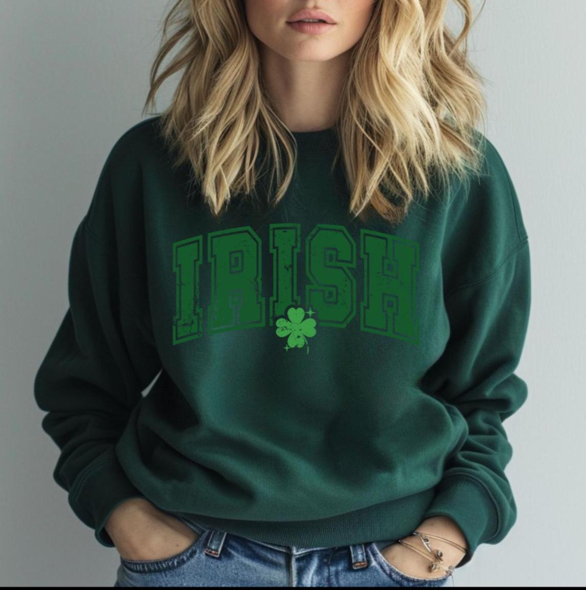 Distressed Irish with shamrock sweatshirt
