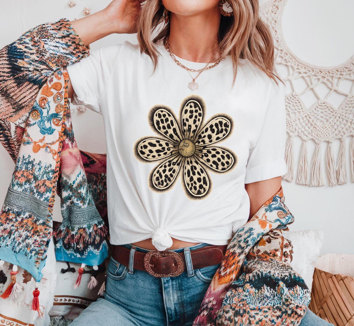 Leopard Daisy DTF  short sleeve Comfort Colors Tshirt.