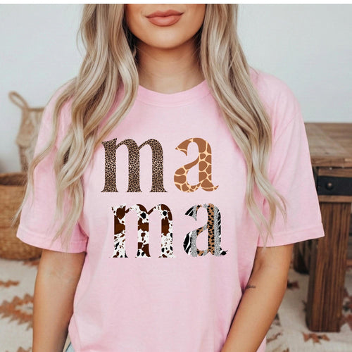Animal Print Mama T-Shirt, Comfort Colors Mother's Day Top