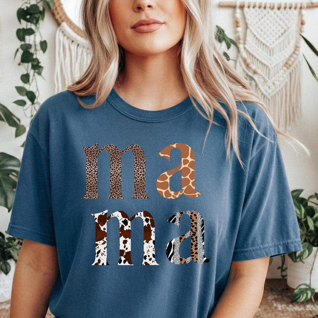 Animal Print Mama T-Shirt, Comfort Colors Mother's Day Top