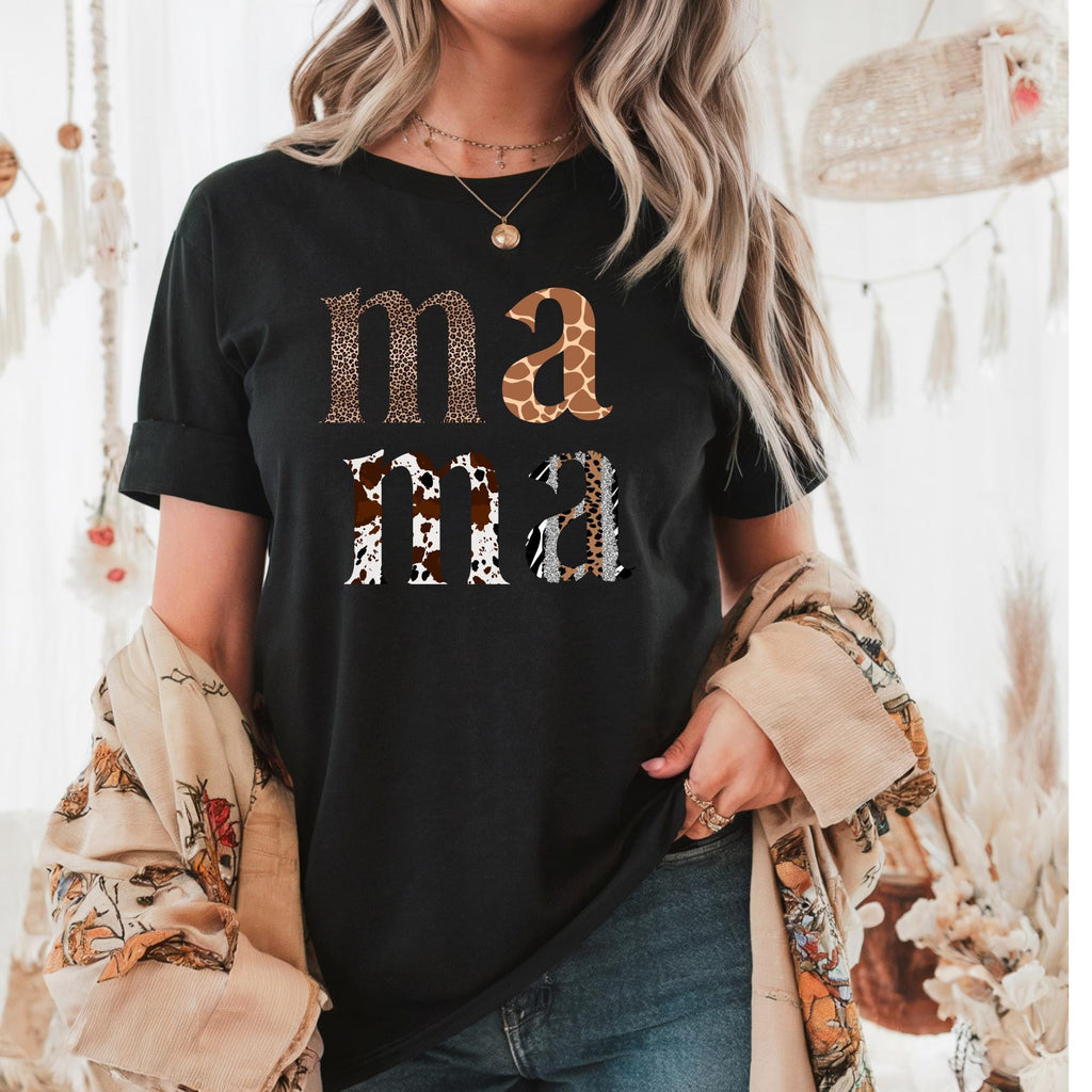 Animal Print Mama T-Shirt, Comfort Colors Mother's Day Top