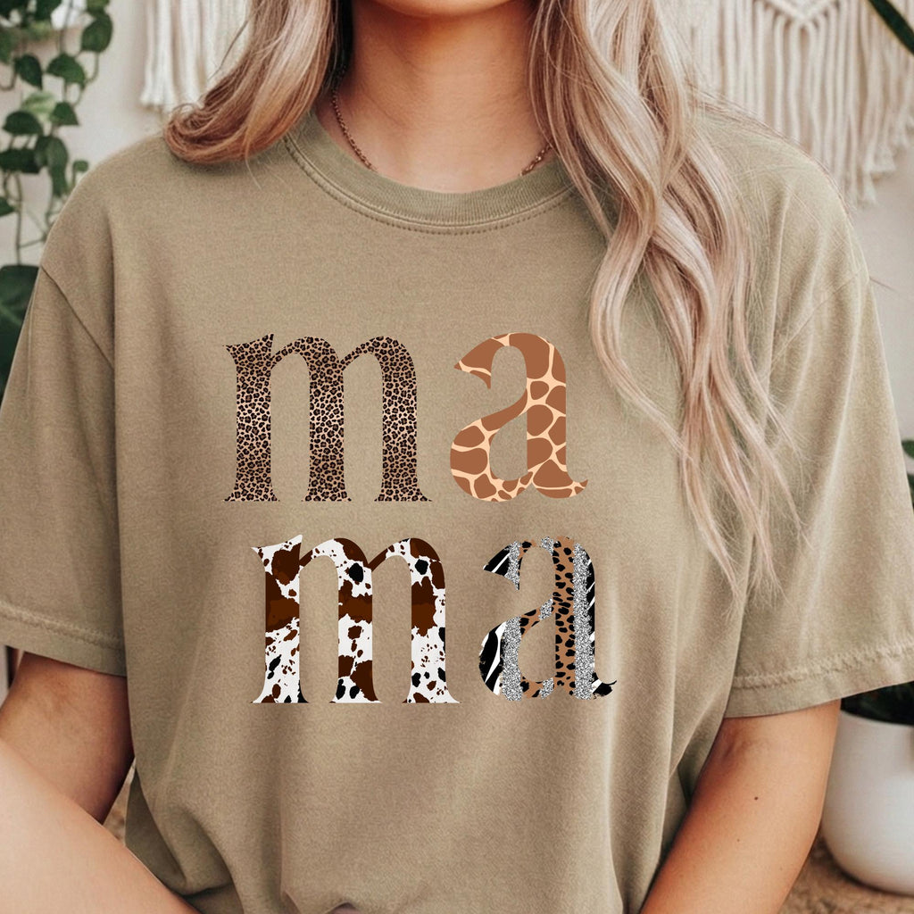 Animal Print Mama T-Shirt, Comfort Colors Mother's Day Top