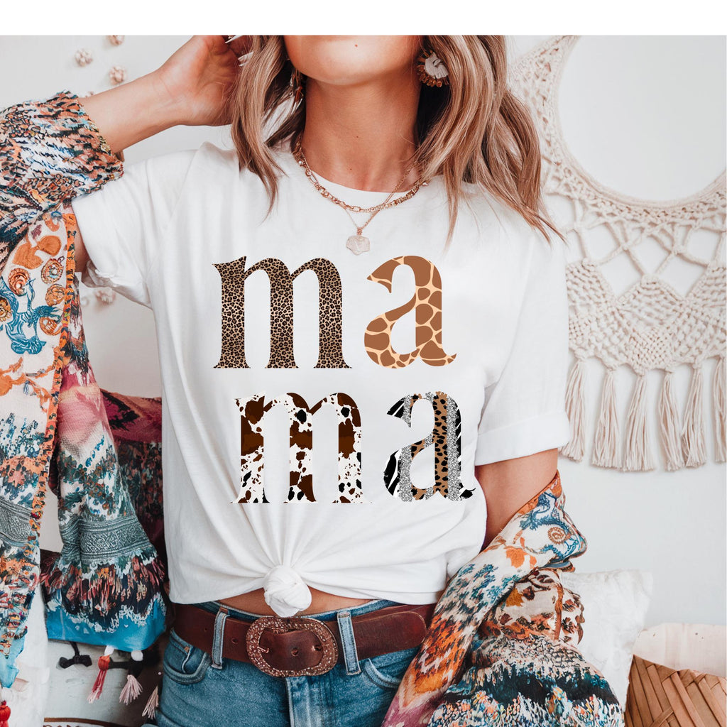 Animal Print Mama T-Shirt, Comfort Colors Mother's Day Top