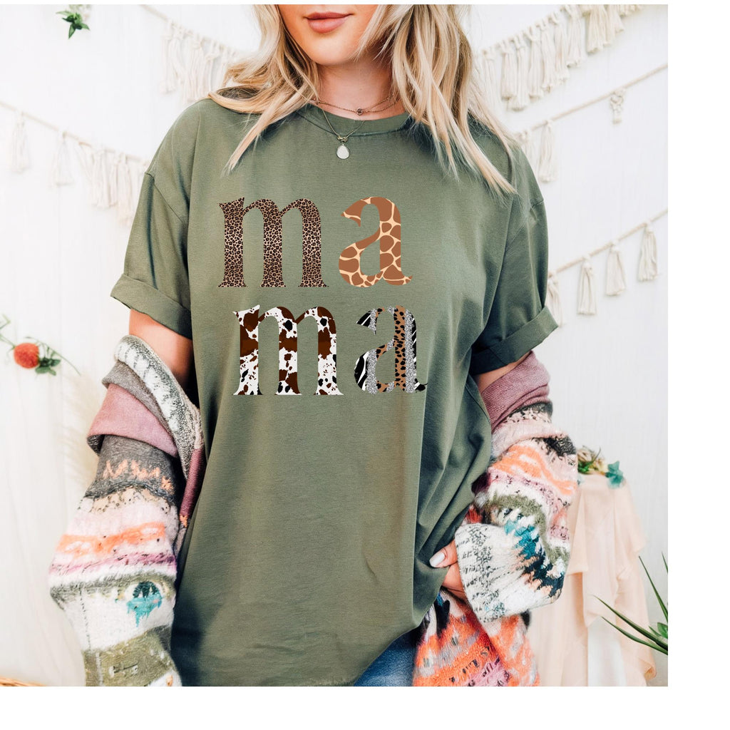 Animal Print Mama T-Shirt, Comfort Colors Mother's Day Top
