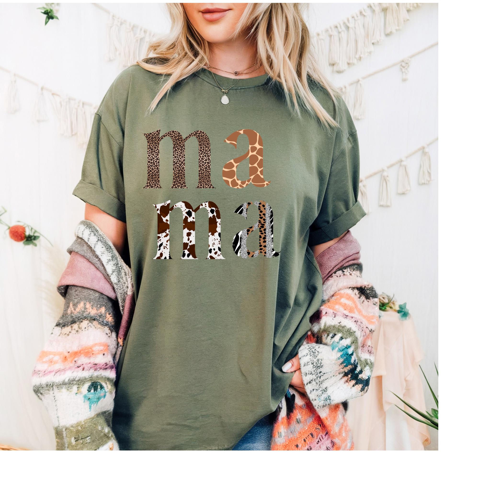 Animal Print Mama T-Shirt, Comfort Colors Mother's Day Top
