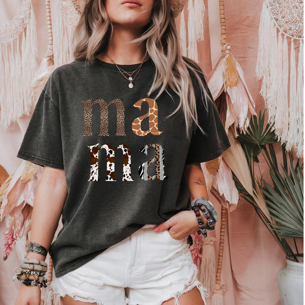 Animal Print Mama T-Shirt, Comfort Colors Mother's Day Top