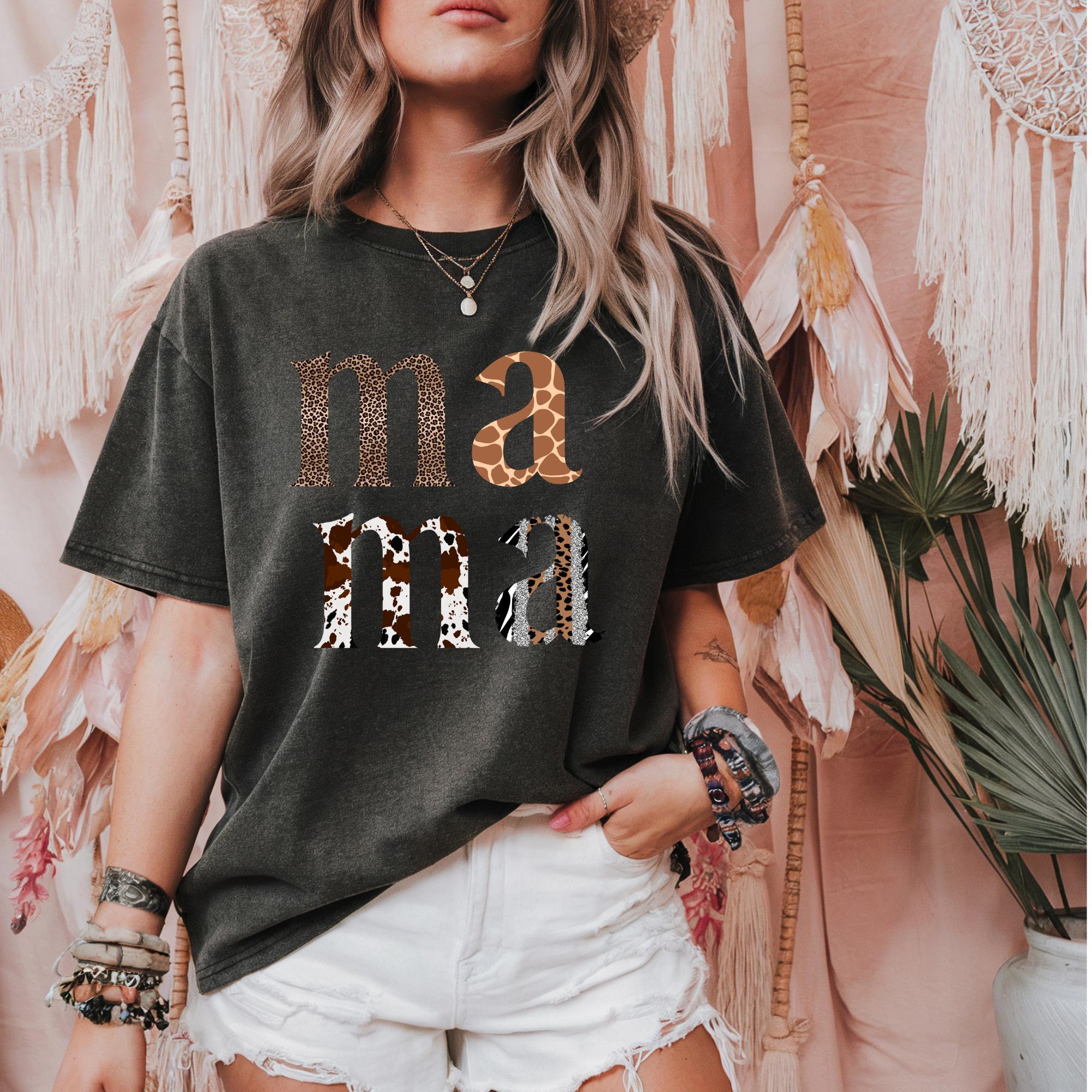 Animal Print Mama T-Shirt, Comfort Colors Mother's Day Top