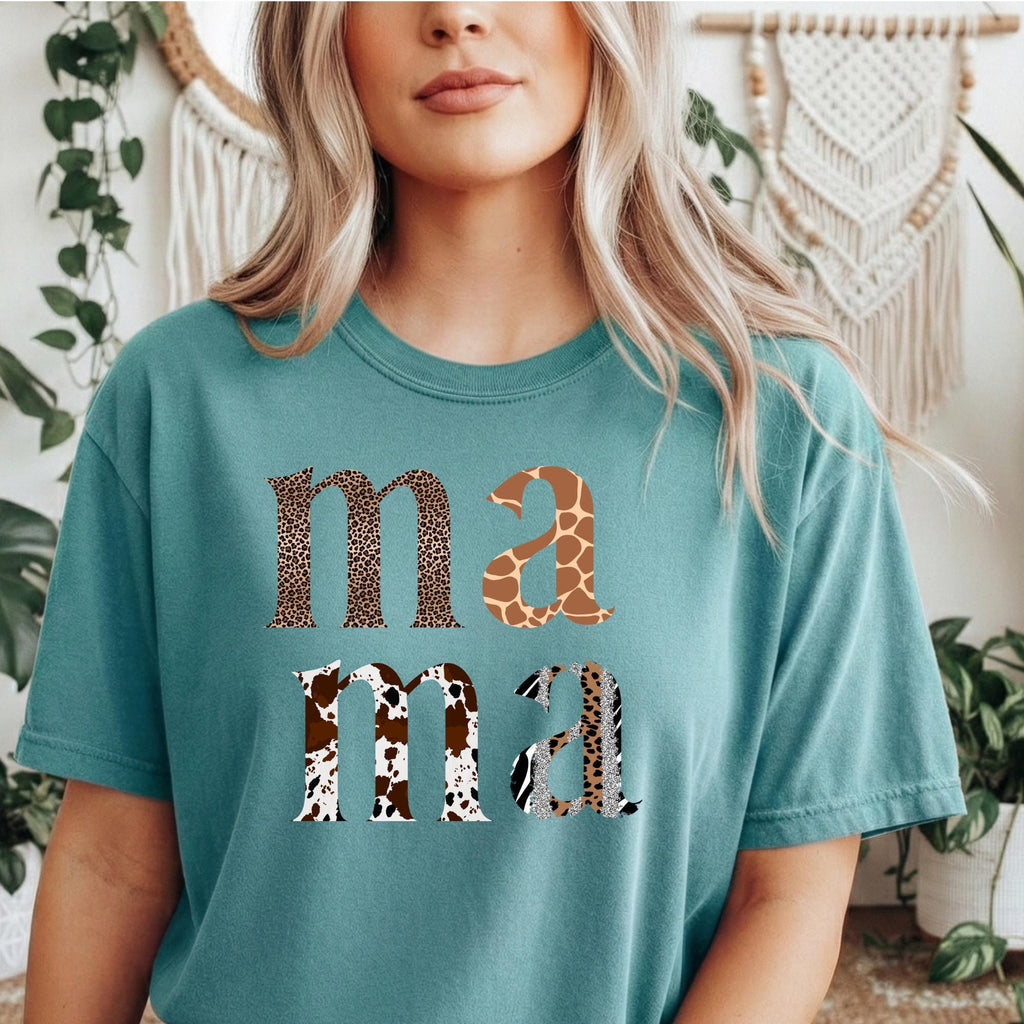 Animal Print Mama T-Shirt, Comfort Colors Mother's Day Top