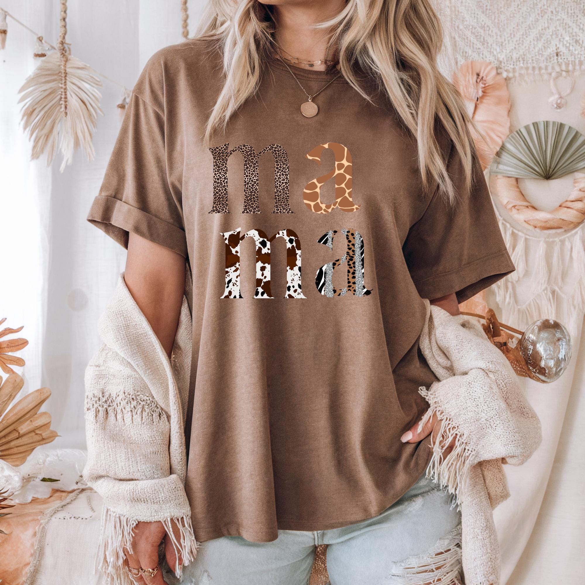 Animal Print Mama T-Shirt, Comfort Colors Mother's Day Top