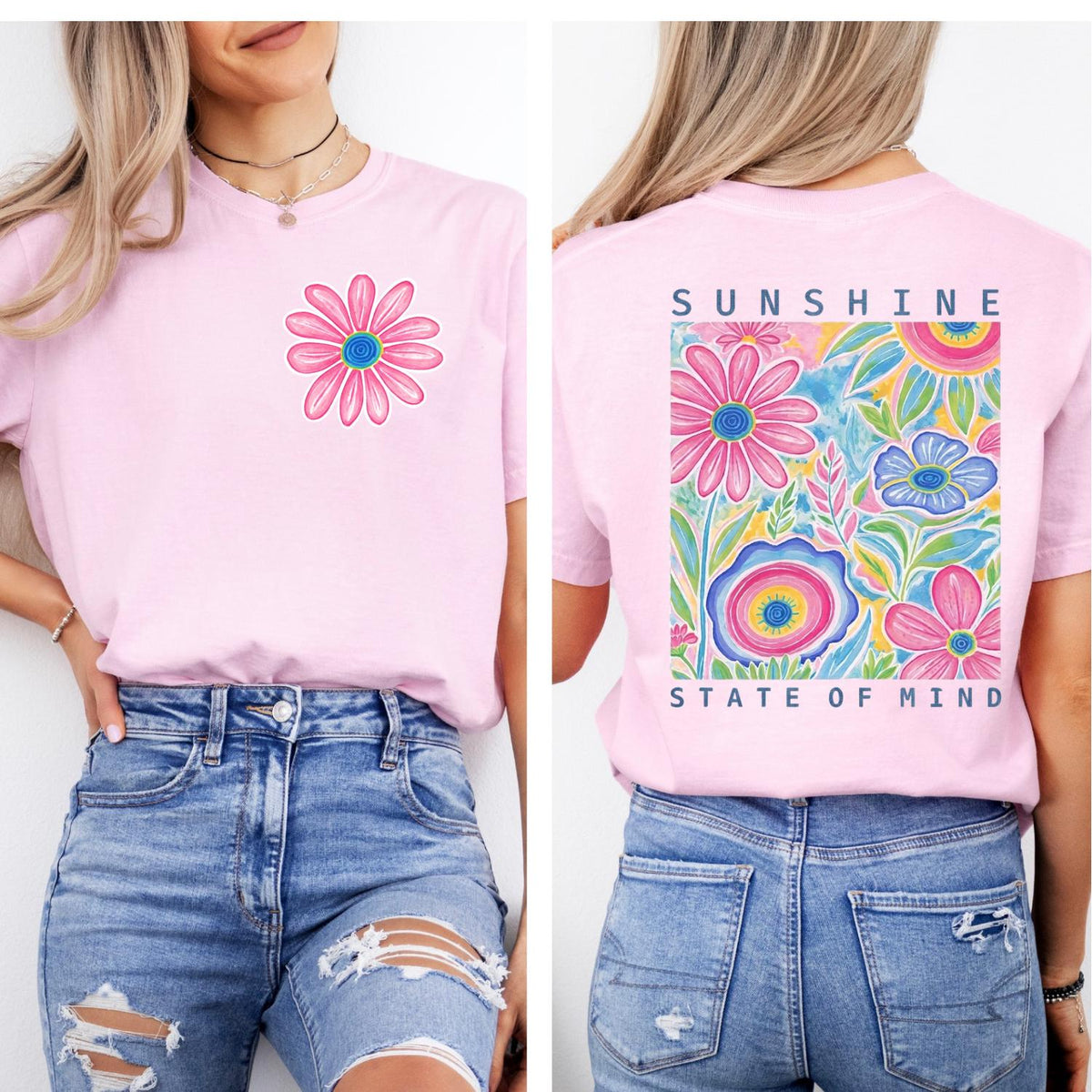 Floral front and back Sunshine State of Mind short sleeve tshirt.