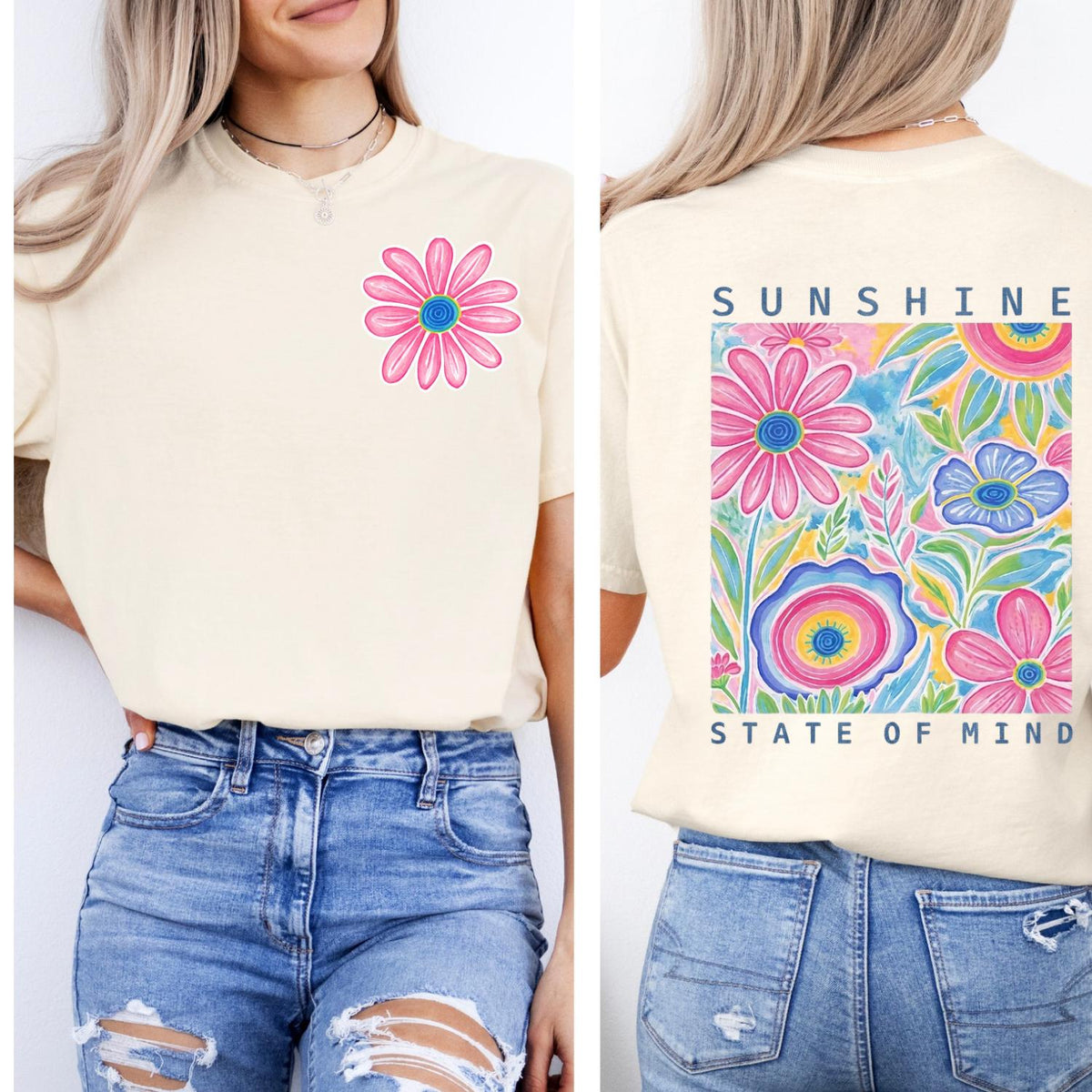 Floral front and back Sunshine State of Mind short sleeve tshirt.