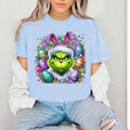 Sparkly FAUX glitter, sequin and rhinestone Mean Green Guy Easter Tshirt.