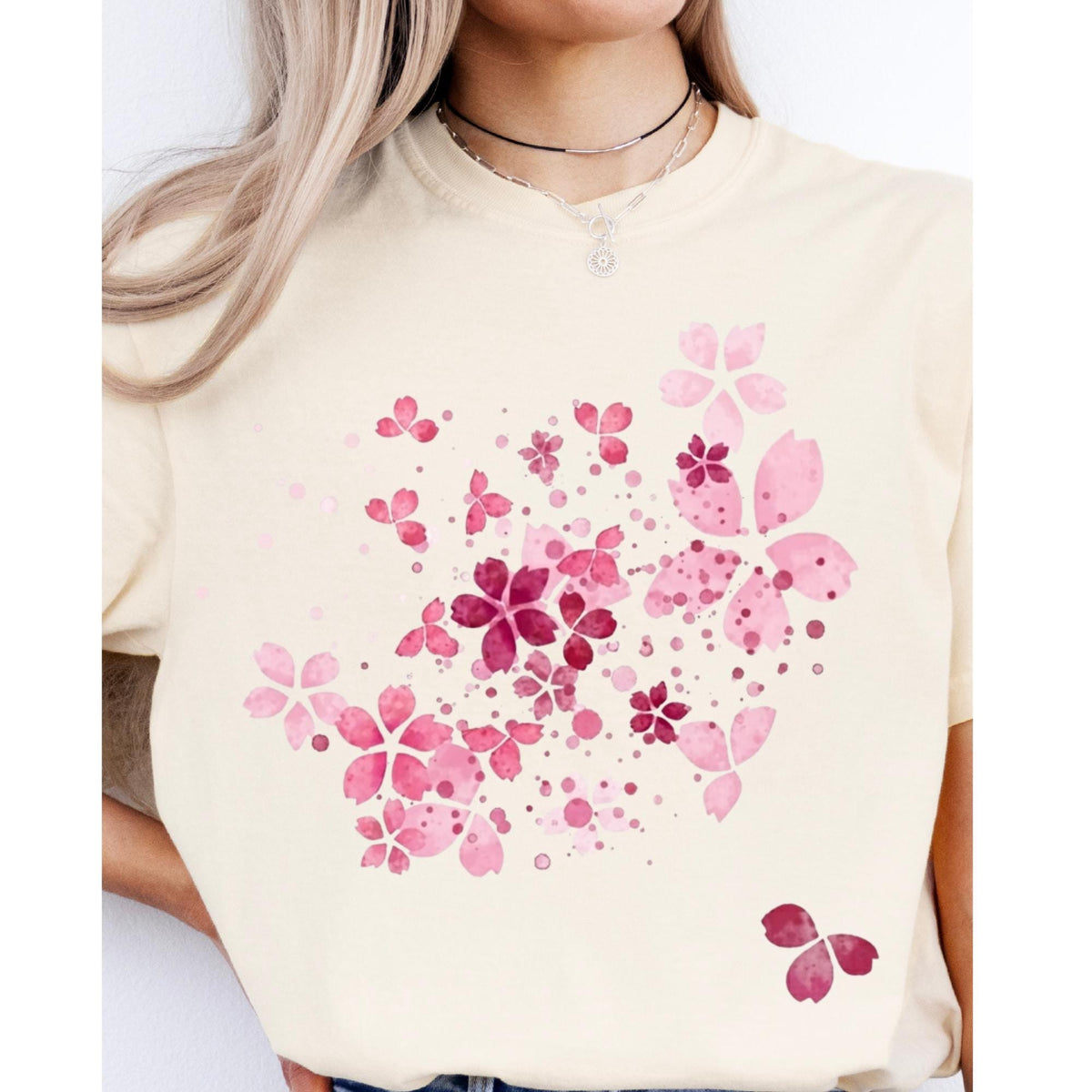 Cherry Blossom Graphic Tee: Vintage Pink Floral Comfort Colors Shirt