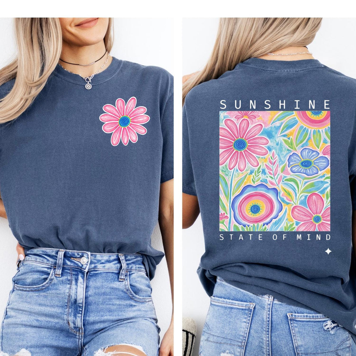 Floral front and back Sunshine State of Mind short sleeve tshirt.