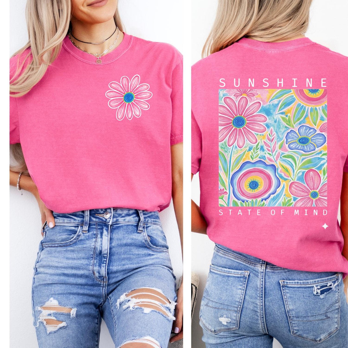 Floral front and back Sunshine State of Mind short sleeve tshirt.