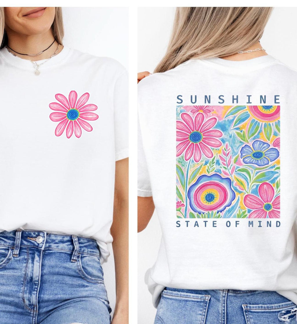 Floral front and back Sunshine State of Mind short sleeve tshirt.