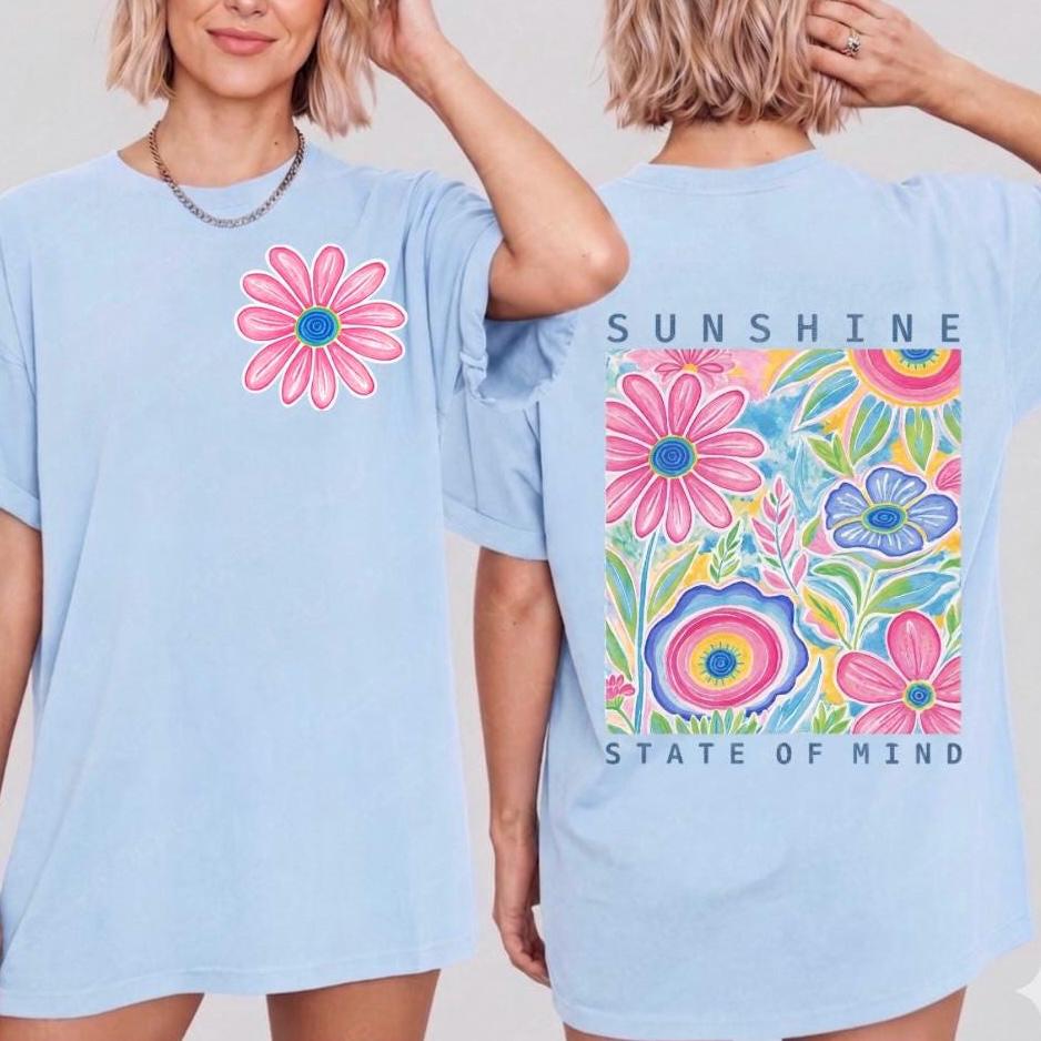 Floral front and back Sunshine State of Mind short sleeve tshirt.