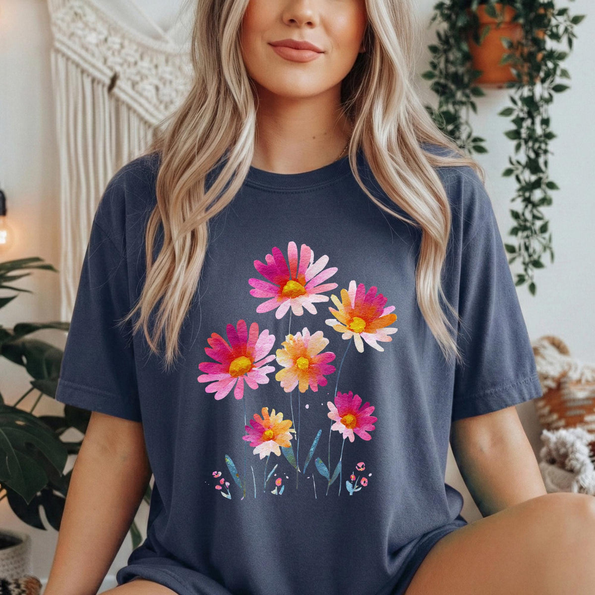 Vintage Boho Floral Short-sleeved Tshirt