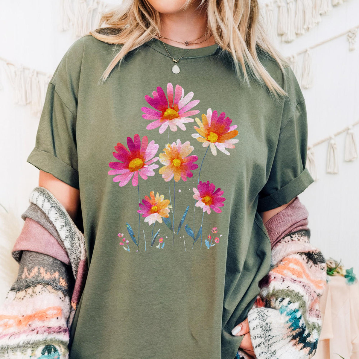 Vintage Boho Floral Short-sleeved Tshirt