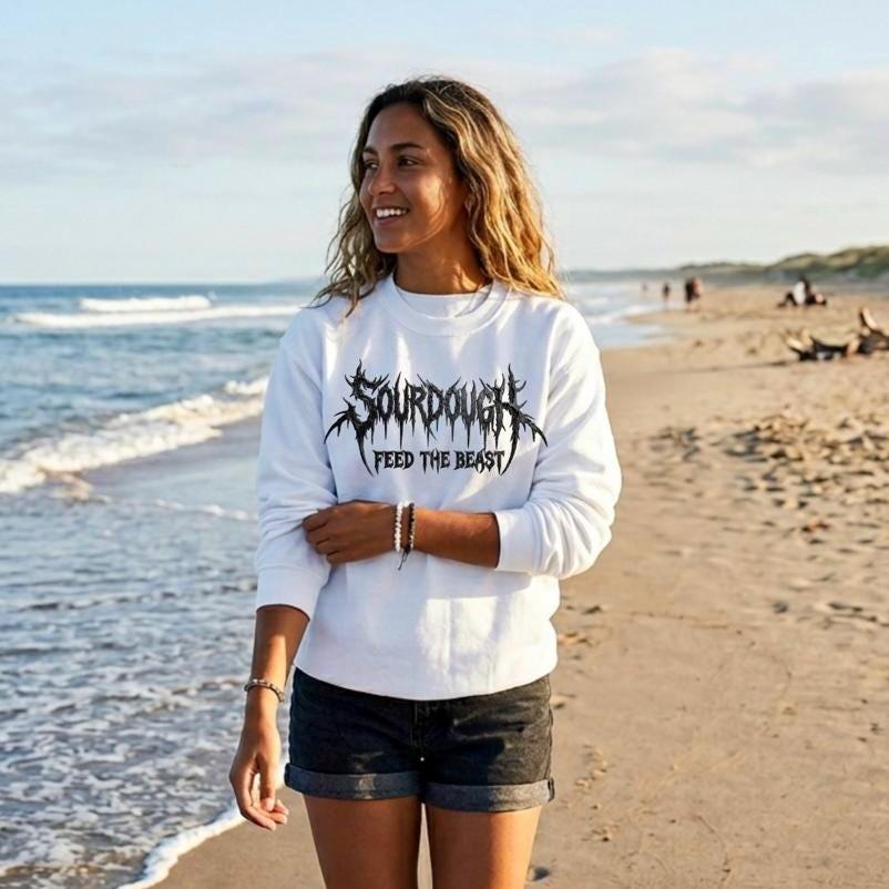 Sourdough Feed The Beast Crewneck Sweatshirt, Death Metal Sourdough shirt -  Gildan SF500/18000- Funny Baker Gift -