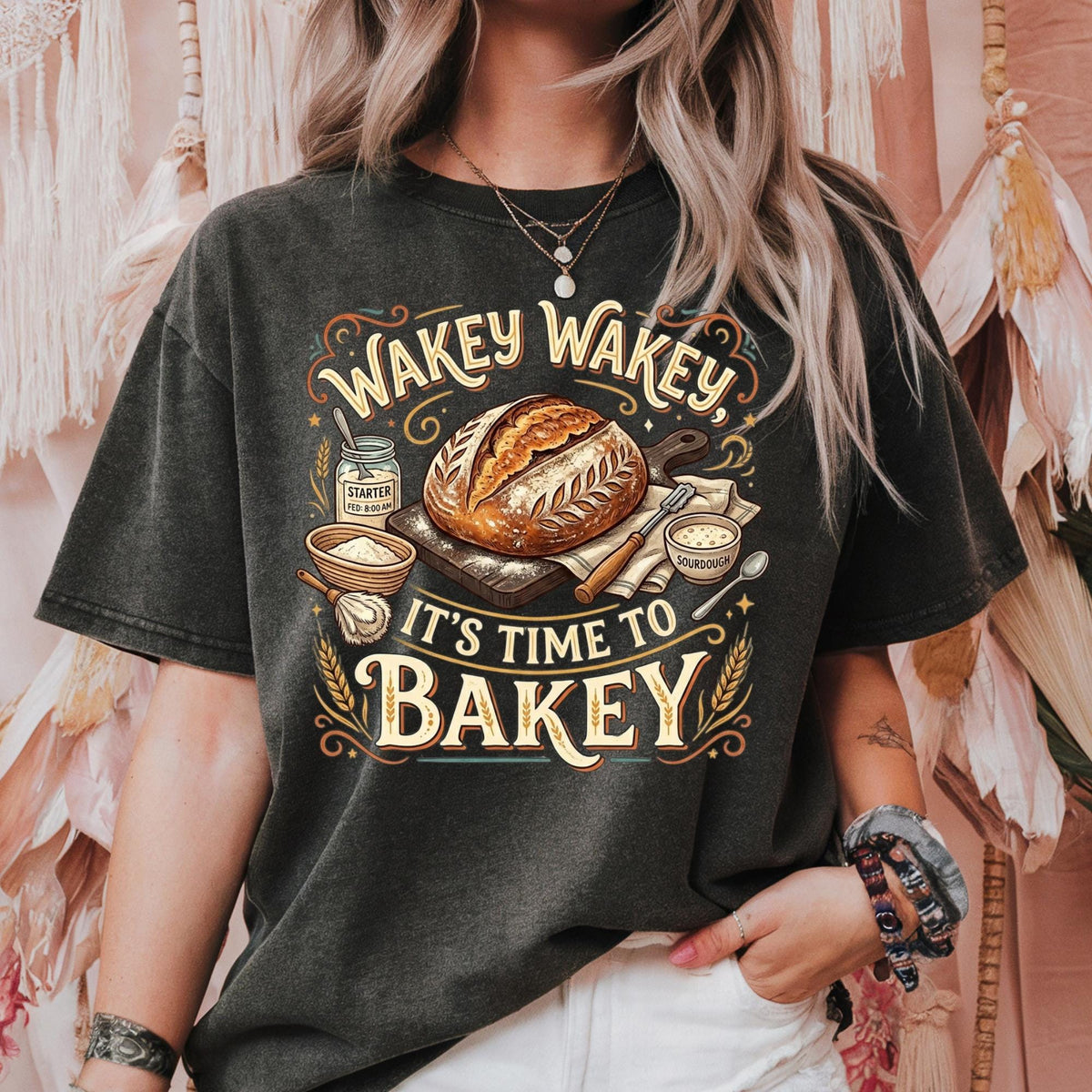 Sourdough Baking T-Shirt  Wakey Wakey Time to Bakey Comfort Colors Tee