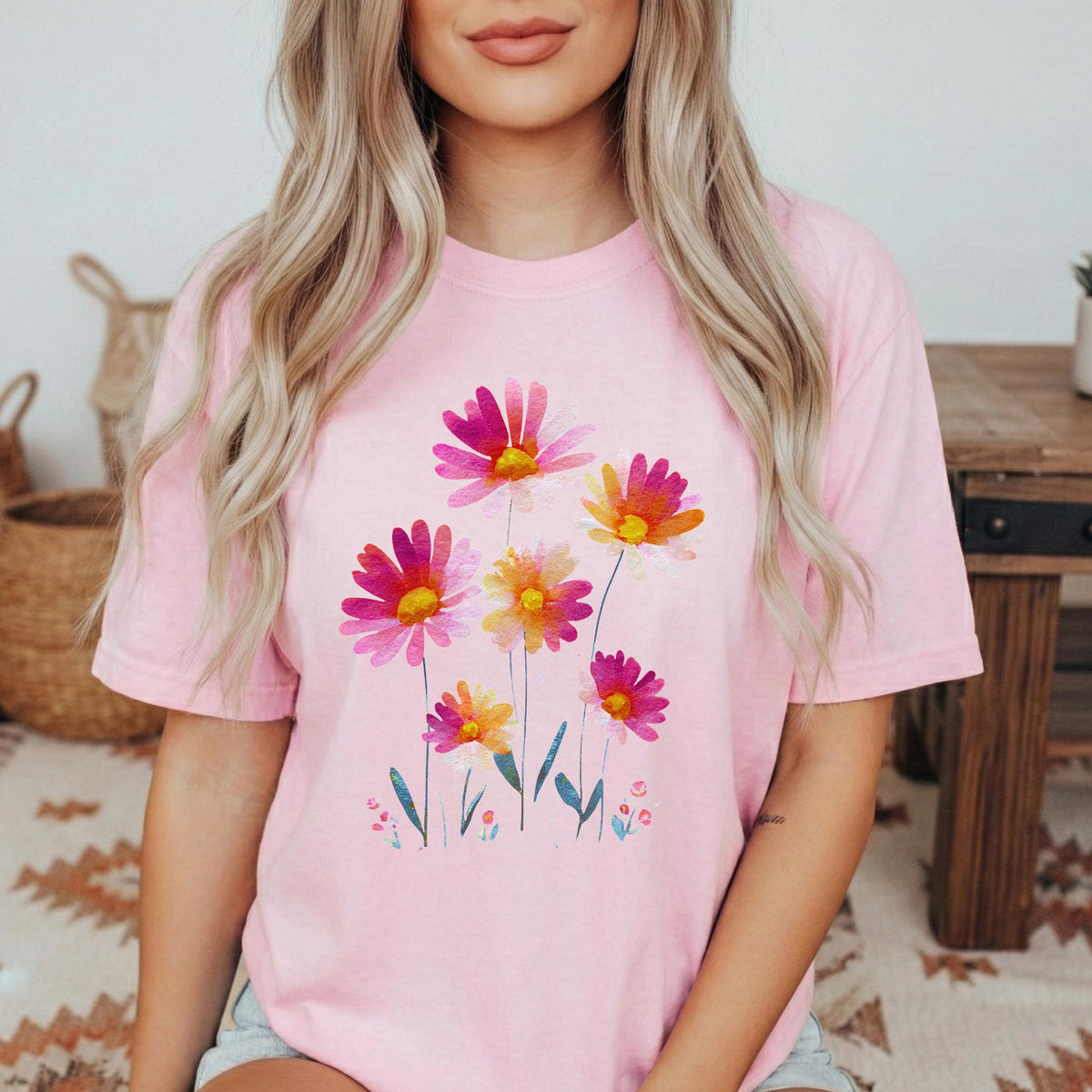 Vintage Boho Floral Short-sleeved Tshirt