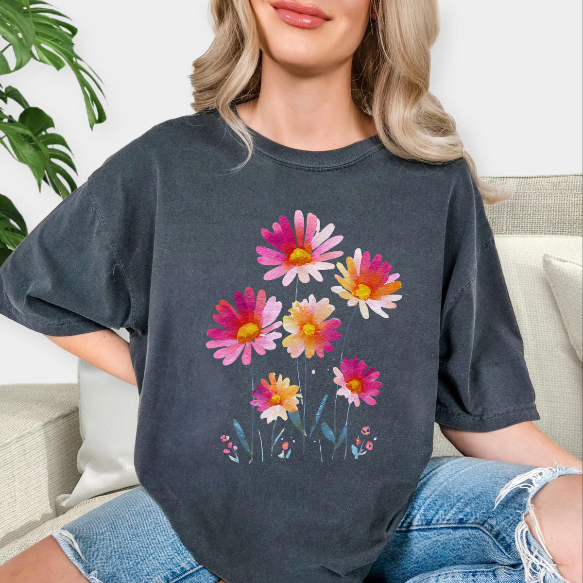 Vintage Boho Floral Short-sleeved Tshirt
