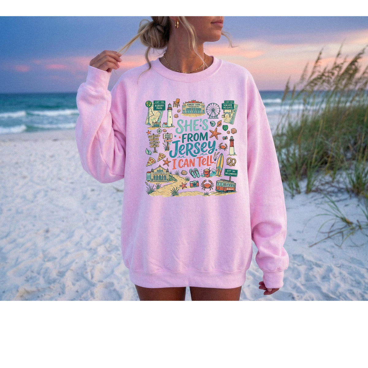 She's From Jersey I Can Tell Crewneck Sweatshirt, Jersey Shore Sweatshirt, New Jersey Beach Vacation Top