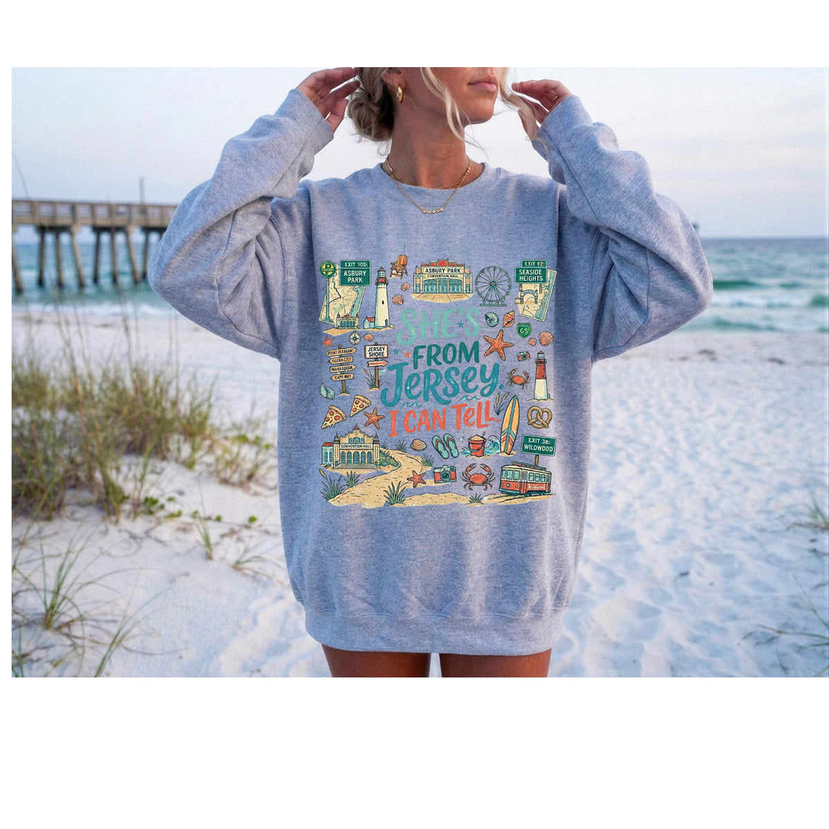 She's From Jersey I Can Tell Crewneck Sweatshirt, Jersey Shore Sweatshirt, New Jersey Beach Vacation Top