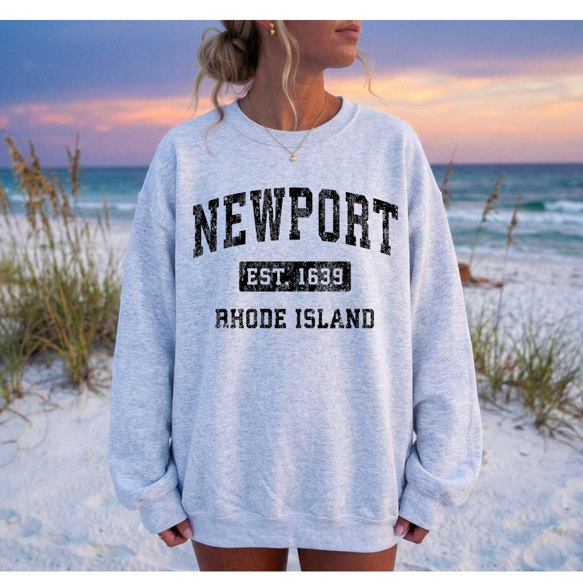 Vintage Newport Rhode Island Sweatshirt | Retro Beach Crewneck, Coastal Crewneck, Newport RI Graphic Cozy Oversized Beachy Sweatshirt