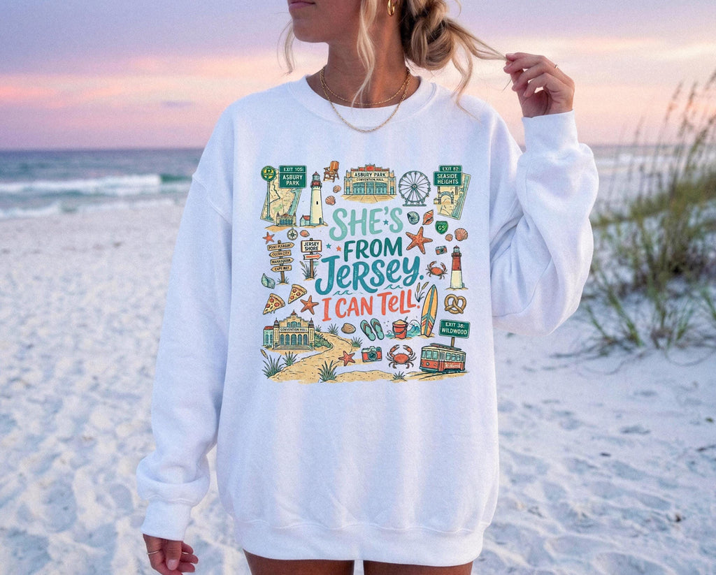 She's From Jersey I Can Tell Crewneck Sweatshirt, Jersey Shore Sweatshirt, New Jersey Beach Vacation Top