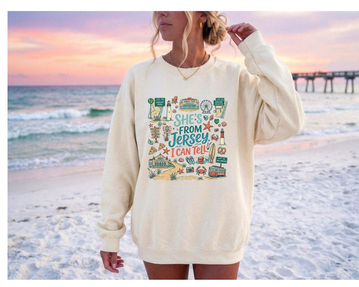 She's From Jersey I Can Tell Crewneck Sweatshirt, Jersey Shore Sweatshirt, New Jersey Beach Vacation Top