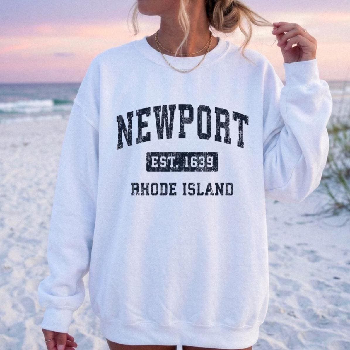 Vintage Newport Rhode Island Sweatshirt | Retro Beach Crewneck, Coastal Crewneck, Newport RI Graphic Cozy Oversized Beachy Sweatshirt