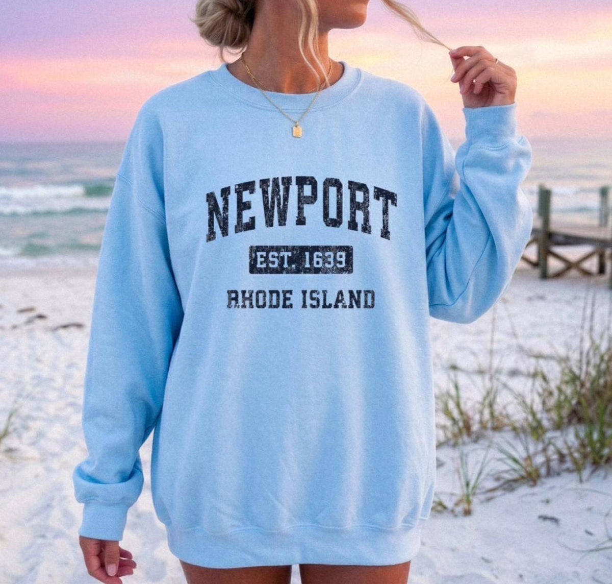 Vintage Newport Rhode Island Sweatshirt | Retro Beach Crewneck, Coastal Crewneck, Newport RI Graphic Cozy Oversized Beachy Sweatshirt