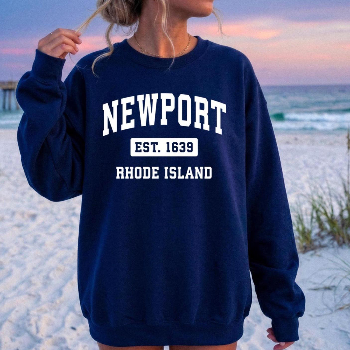 Vintage Newport Rhode Island Sweatshirt | Retro Beach Crewneck, Coastal Crewneck, Newport RI Graphic Cozy Oversized Beachy Sweatshirt