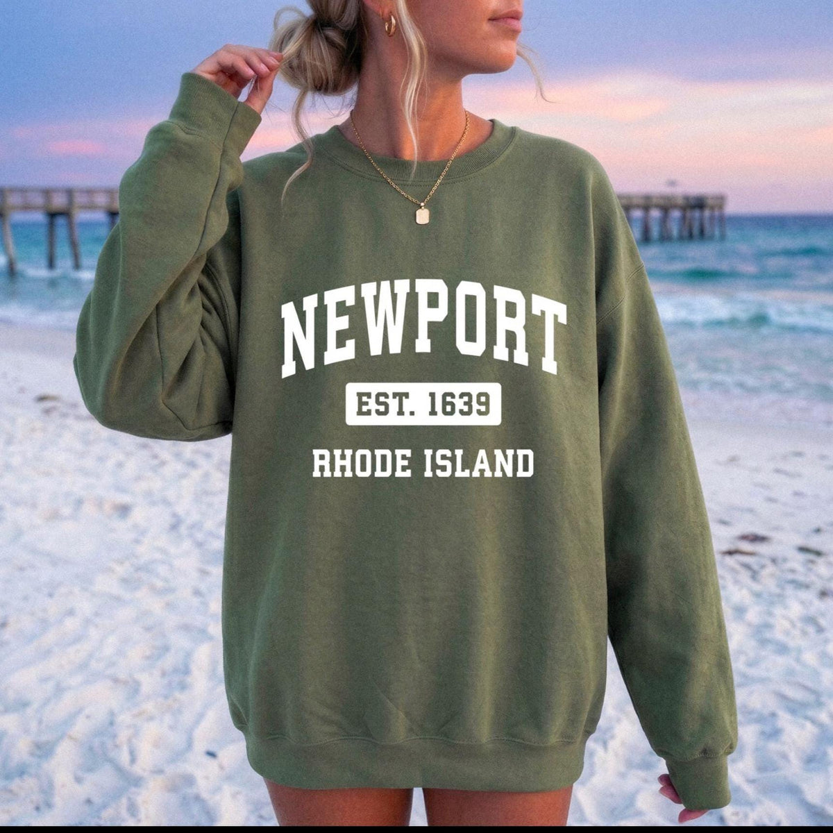 Vintage Newport Rhode Island Sweatshirt | Retro Beach Crewneck, Coastal Crewneck, Newport RI Graphic Cozy Oversized Beachy Sweatshirt