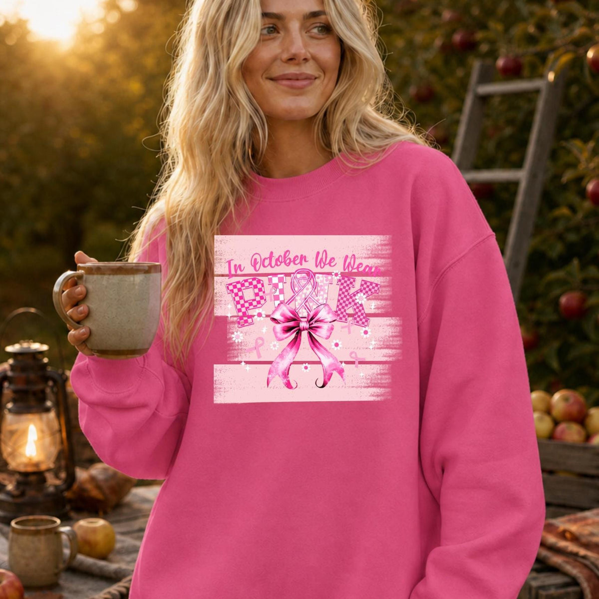 In October We Wear Pink T-shirt,  Breast Cancer Awareness Comfort Colors T-shirt, Support Squad Gildan Sweatshirt
