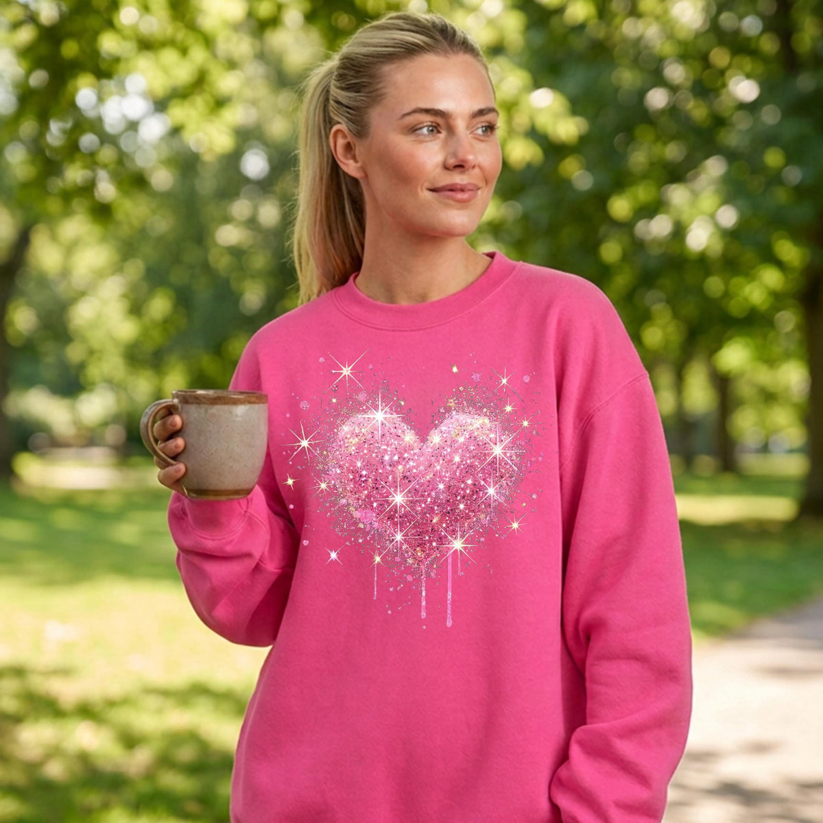 Pink Splattered Heart Valentine's Day Crewneck Sweatshirt