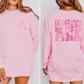 Breast Cancer Awareness Comfort Colors Long Sleeve T-shirt: Retro Pink Ribbon